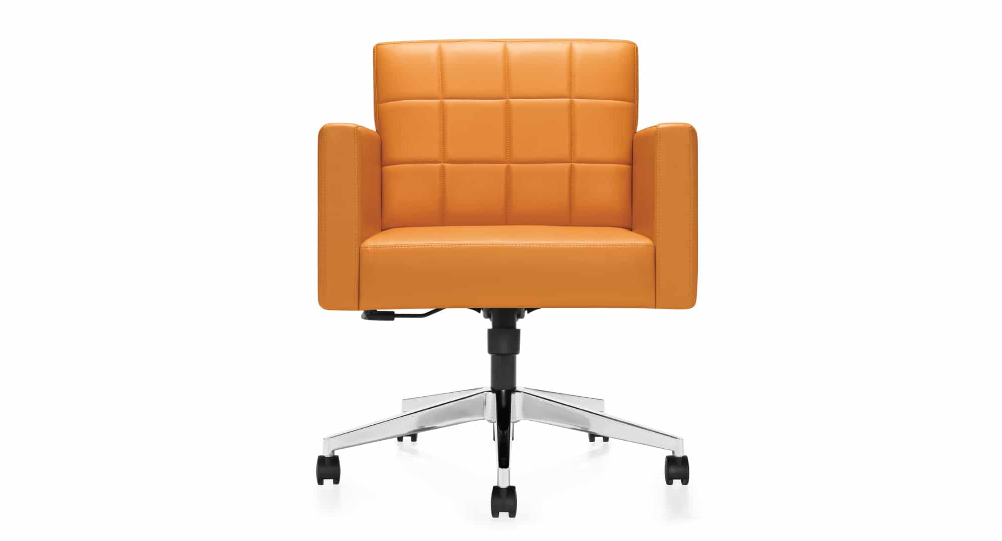 modern orange office chair with wheels