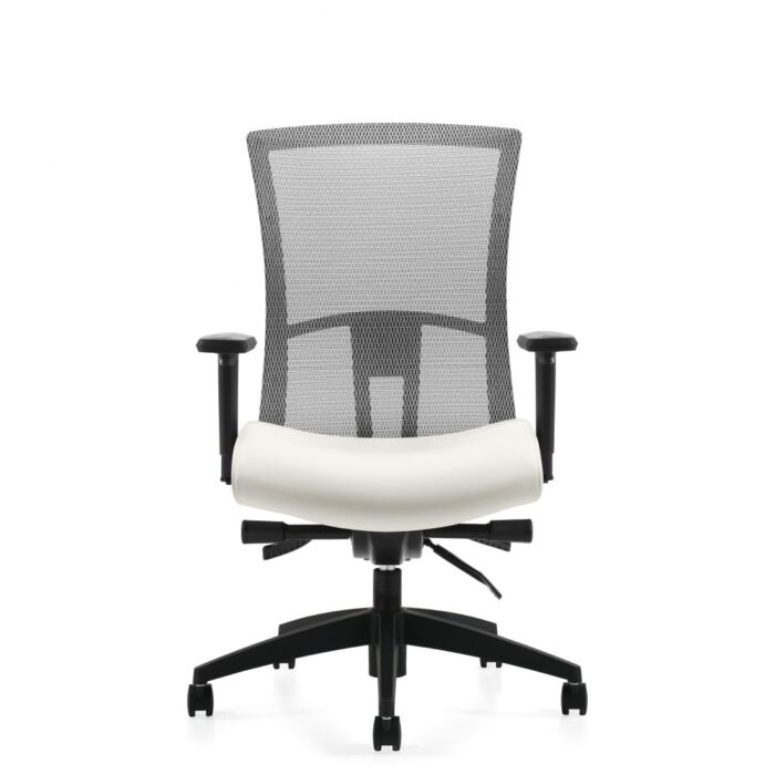 mesh back task chair with white seat