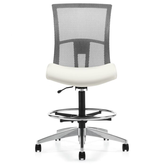 mesh back drafting chair with white seat