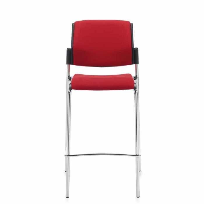 Armless Bar Stool, Red Upholstered Seat & Back With Chrome Frame (6561)