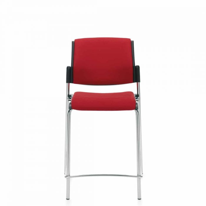 Armless Counter Stool, Red Upholstered Seat & Back with Chrome Frame (6561CS)