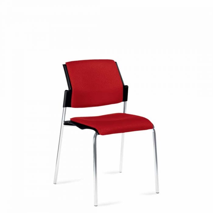 Armless Stacking Chair, Red Upholstered Seat & Back With Chrome Frame (6511)