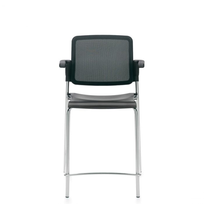 Counter Stool with Arms, Black Polypropylene Seat & Mesh Back and Chrome Frame (6563CSMB)