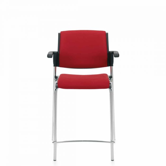 Counter Stool with Arms, Red Upholstered Seat & Back With Chrome Frame (6565CS)