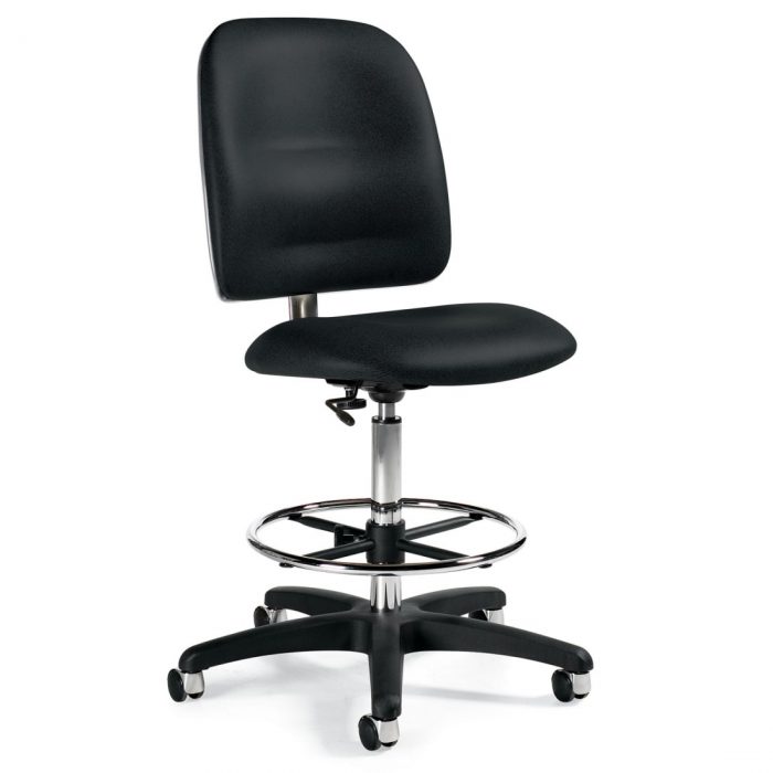 Black Industrial Granada Task Stool, Armless With Chrome Footring (3256-50)