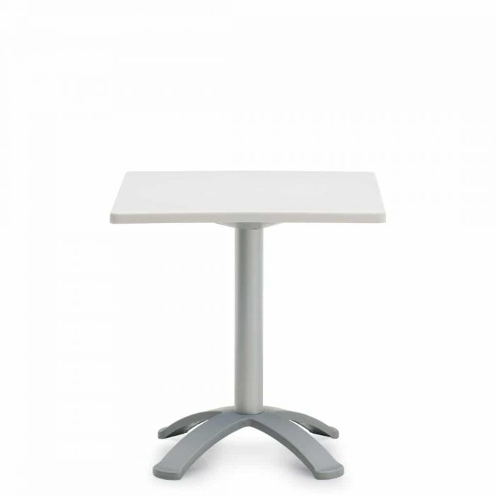 White Square Table With Grey Post (6785)