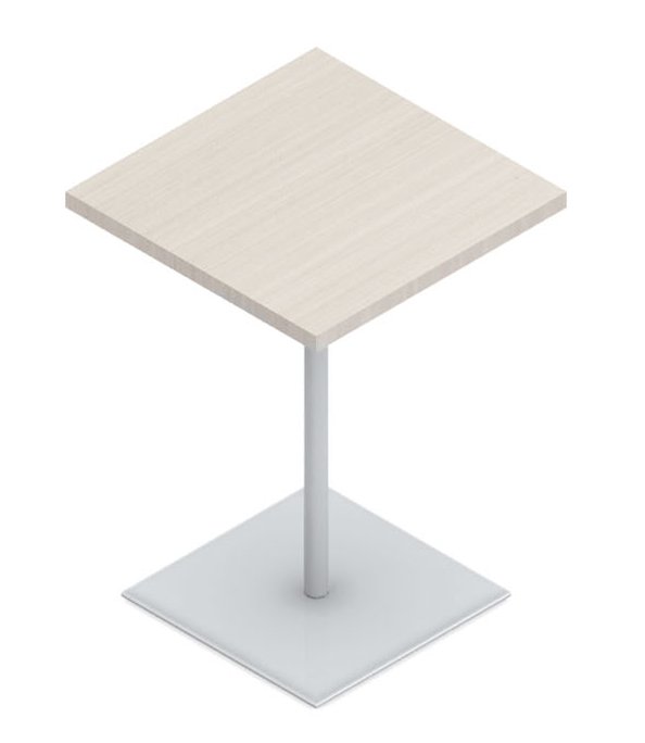 Product photo of Evolve's River table. It has a simple square pedestal base.